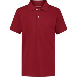 imageCalvin Klein Boys Short Sleeve Micro Pique Solid Polo Button Closure Soft ampamp ComfortableRed Dahlia