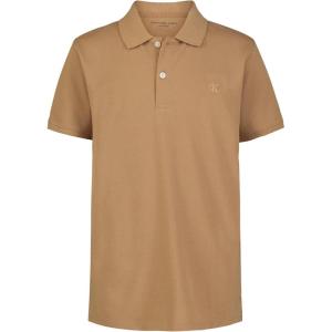 imageCalvin Klein Boys Short Sleeve Micro Pique Solid Polo Button Closure Soft ampamp ComfortableTigers Eye