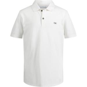 imageCalvin Klein Boys Short Sleeve Micro Pique Solid Polo Button Closure Soft ampamp ComfortableWhite