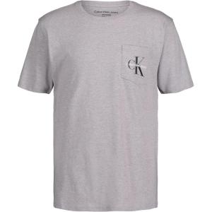imageCalvin Klein Boys Short Sleeve Pocket Logo Crew Neck TShirt Soft Comfortable Relaxed FitClassic Grey