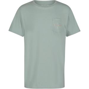 imageCalvin Klein Boys Short Sleeve Pocket Logo Crew Neck TShirt Soft Comfortable Relaxed FitSurf Green