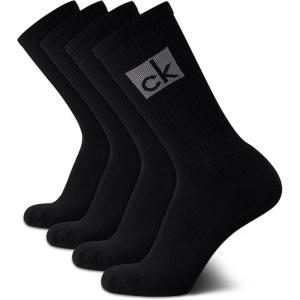 imageCalvin Klein Mens Socks  Cotton Blend Cushioned MidCalf Athletic Crew Sock 4 PairsBlack
