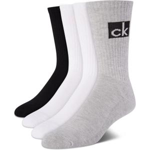 imageCalvin Klein Mens Socks  Cotton Blend Cushioned MidCalf Athletic Crew Sock 4 PairsBlackWhiteGrey