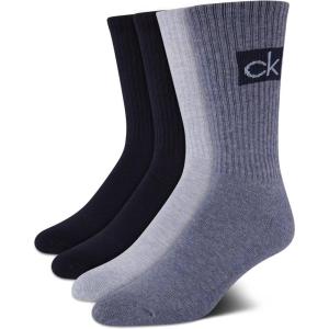 imageCalvin Klein Mens Socks  Cotton Blend Cushioned MidCalf Athletic Crew Sock 4 PairsBlue Multi