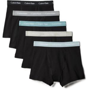 imageCalvin Klein Mens Cotton Stretch 5pack TrunkBlack Bodies W Black  Convoy  Grey Heather  Slate Turquoise  Shade Wbs