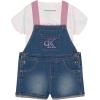 imageCalvin Klein babyboys 2 Pieces Shortall SetBright WhiteMedium Wash