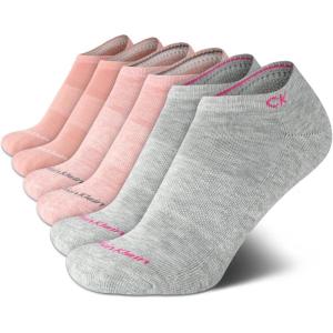 imageCalvin Klein Girls Socks  Cushion No Show Ankle Socks 6 PairsPinkGrey