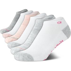 imageCalvin Klein Girls Socks  Cushion No Show Ankle Socks 6 PairsWhite Multi