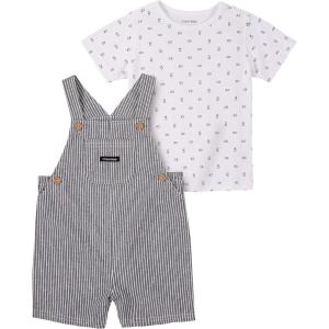 imageCalvin Klein babyboys 2 Pieces Shortall SetDeep Black Bright White