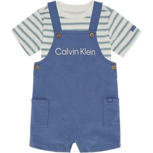 imageCalvin Klein babyboys 2 Pieces Shortall SetMarshmallowBlue