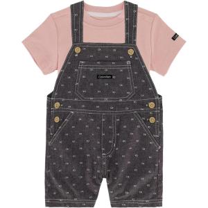 imageCalvin Klein babyboys 2 Pieces Shortall SetPeachChambray