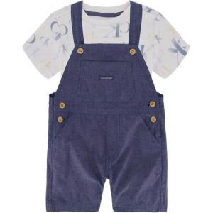 imageCalvin Klein babyboys 2 Pieces Shortall SetWhiteChambray