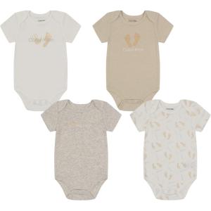 imageCalvin Klein babygirls 4 Pieces Pack BodysuitHeatherMarshmallowFog