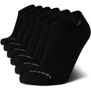 imageCalvin Klein Mens No Show Cushioned Athletic Low Cut Ankle Socks  6 Pack Breathable Sport Socks for MenBlack