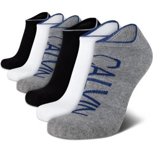 imageCalvin Klein Mens No Show Cushioned Athletic Low Cut Ankle Socks  6 Pack Breathable Sport Socks for MenBlackWhite Grey