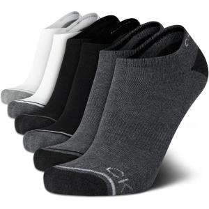 imageCalvin Klein Mens No Show Cushioned Athletic Low Cut Ankle Socks  6 Pack Breathable Sport Socks for MenGrey Heather Assorted