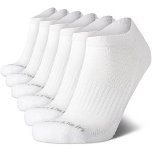 imageCalvin Klein Mens No Show Cushioned Athletic Low Cut Ankle Socks  6 Pack Breathable Sport Socks for MenPure White