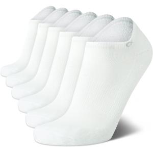 imageCalvin Klein Mens No Show Cushioned Athletic Low Cut Ankle Socks  6 Pack Breathable Sport Socks for MenTrue White