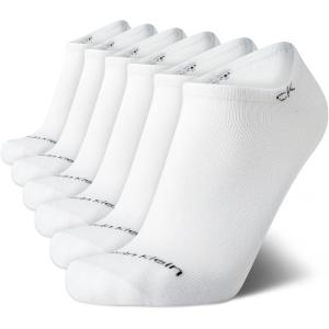 imageCalvin Klein Mens No Show Cushioned Athletic Low Cut Ankle Socks  6 Pack Breathable Sport Socks for MenWhite Logo
