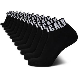 imageCalvin Klein Mens Socks  Athletic Cushioned Quarter Cut Ankle Socks 12 PairsBlack Logo