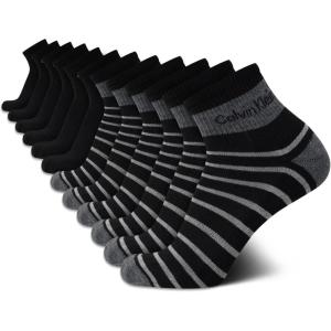 imageCalvin Klein Mens Socks  Athletic Cushioned Quarter Cut Ankle Socks 12 PairsBlack Pattern