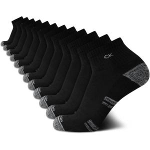 imageCalvin Klein Mens Socks  Athletic Cushioned Quarter Cut Ankle Socks 12 PairsBlackGrey