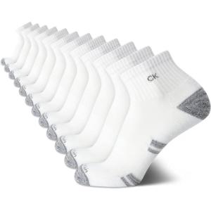 imageCalvin Klein Mens Socks  Athletic Cushioned Quarter Cut Ankle Socks 12 PairsWhiteGrey