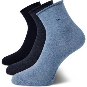 imageCalvin Klein Womens Crew Socks  3 Pack Soft Cotton Blend Roll Cuff MiniMid Crew Dress Socks for Women Shoe Size 410Assorted