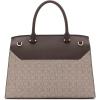 imageCalvin Klein Womens Becky Turn Lock Satchel  2 in 1 Vegan Leather 3 PocketsAlmondTaupeJava