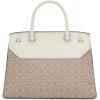 imageCalvin Klein Womens Becky Turn Lock Satchel  2 in 1 Vegan Leather 3 PocketsAlmondTaupeWhite