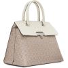 imageCalvin Klein Womens Becky Turn Lock Satchel  2 in 1 Vegan Leather 3 PocketsAlmondTaupeWhite