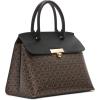 imageCalvin Klein Womens Becky Turn Lock Satchel  2 in 1 Vegan Leather 3 PocketsBrownKhakiBlack