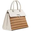 imageCalvin Klein Womens Becky Turn Lock Satchel  2 in 1 Vegan Leather 3 PocketsNaturalWhite Straw