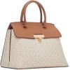 imageCalvin Klein Womens Becky Turn Lock Satchel  2 in 1 Vegan Leather 3 PocketsVanillaKhakiCaramel