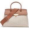 imageCalvin Klein Womens Becky Turn Lock Satchel  2 in 1 Vegan Leather 3 PocketsVanillaKhakiCaramel