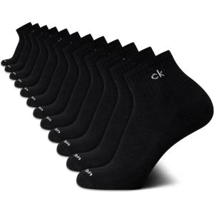 imageCalvin Klein Mens Quarter Socks  12 Pack Performance Cushioned Comfort Ankle Socks  Athletic Socks for Men Sizes 712All Black