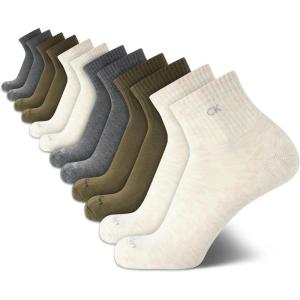 imageCalvin Klein Mens Quarter Socks  12 Pack Performance Cushioned Comfort Ankle Socks  Athletic Socks for Men Sizes 712BeigeGrey