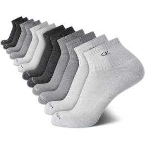 imageCalvin Klein Mens Quarter Socks  12 Pack Performance Cushioned Comfort Ankle Socks  Athletic Socks for Men Sizes 712Grey