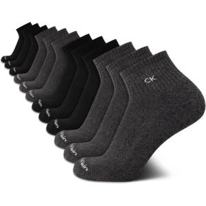 imageCalvin Klein Mens Quarter Socks  12 Pack Performance Cushioned Comfort Ankle Socks  Athletic Socks for Men Sizes 712GreyBlack