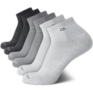 imageCalvin Klein Mens Quarter Socks  6 Pack Cushioned Mini Crew Athletic Socks for Men Ideal for Running Sport and HikingGrey