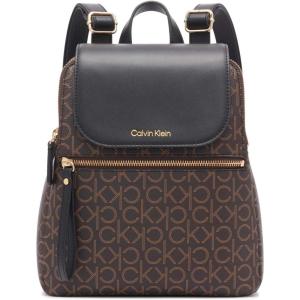 imageCalvin Klein Reyna Signature Key Item Flap Backpack BrownKhakiBlack One SizeBrownKhakiBlack