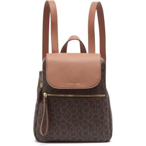 imageCalvin Klein Reyna Signature Key Item Flap Backpack BrownKhakiBlack One SizeBrownKhakiLuggage Saffiano