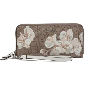 imageCalvin Klein Key Item Saffiano Continental Zip Around Wallet with Wristlet StrapAlmond Floral Emboss