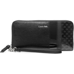 imageCalvin Klein Key Item Saffiano Continental Zip Around Wallet with Wristlet StrapBlackSilver Emboss