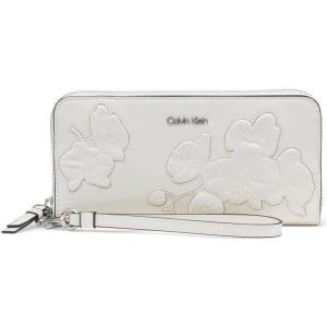 imageCalvin Klein Key Item Saffiano Continental Zip Around Wallet with Wristlet StrapCherub White Floral