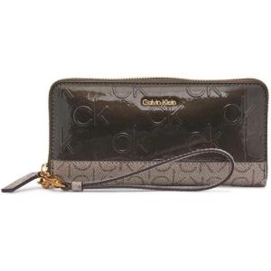 imageCalvin Klein Key Item Saffiano Continental Zip Around Wallet with Wristlet StrapModern TaupeAlmondTaupe Linear