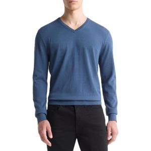 imageCalvin Klein Mens Extra Fine Merino Wool Blend VNeck SweaterInsignia Blue