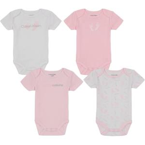 imageCalvin Klein babyboys 4 Pieces Pack BodysuitBright WhiteBaby PinkBlush