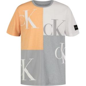 imageCalvin Klein Boys Short Sleeve Fashion Graphic Crew Neck TShirt Comfortable Relaxed FitBlock Party Quarry