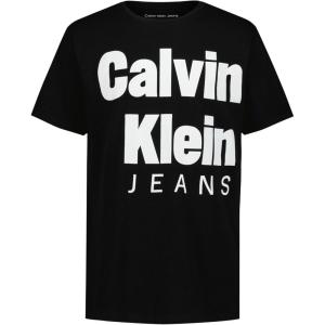 imageCalvin Klein Boys Short Sleeve Fashion Graphic Crew Neck TShirt Comfortable Relaxed FitDope Flat Black